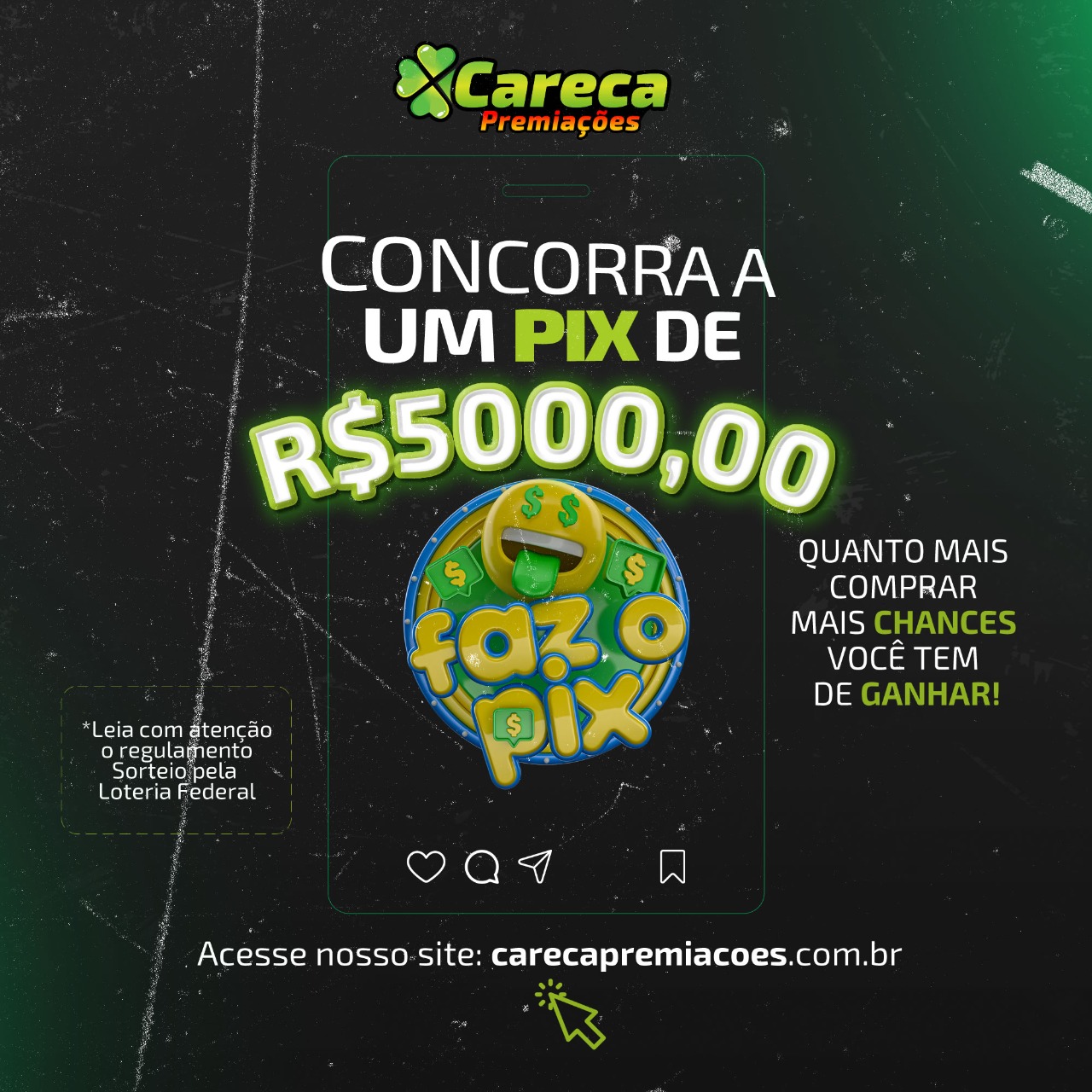 Ação de R$5000 reais no Pix